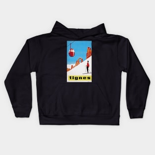 She Skis Alone vintage winter sport advertisement Kids Hoodie